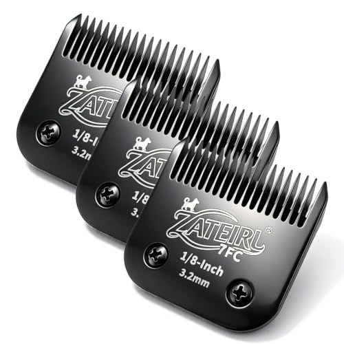 Size 7FC Detachable Pet Grooming Clipper Blade with Steel Cutter, 1/8 Inch (3.2 mm) Cut Length, Black, Compatible with Andis, Oster A5, Wahl KM10, 3 Pack - color: Black, size: 7FC 3.2mm - 3 Pack