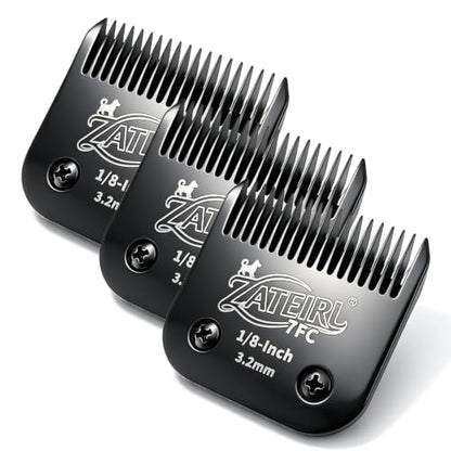 Size 7FC Detachable Pet Grooming Clipper Blade with Steel Cutter, 1/8 Inch (3.2 mm) Cut Length, Black, Compatible with Andis, Oster A5, Wahl KM10, 3 Pack - color: Black, size: 7FC 3.2mm - 3 Pack