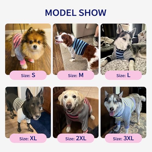 FUAMEY Dog Recovery Sleeve with Elbow Protector, Blue Stripe, L - color: Blue Stripes, size: L(Weight:44-66lbs)