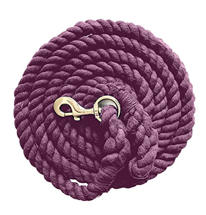 Majestic Ally Pack of 2 Solid Cotton Lead Rope for Horses & Livestock – 10 Foot Long and 5/8 inch (16MM) Thick - Replaceable Heavy-Duty Satin Bolt Snap – Handmade – Soft, Broken in Feel (Burgundy) - color: BURGUNDY