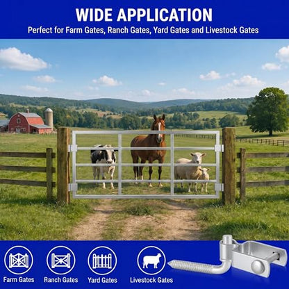 MorningRo 2 Set Farm Gate Hinges Kit 1-1/2" x 1-1/2" Square Post Hinge with 5/8" x 4-1/2" Heavy Duty Wood Post Lag Screw Farm Gate Hinge in Zinc Plated with Nuts & Washers for Repairing Square Posts