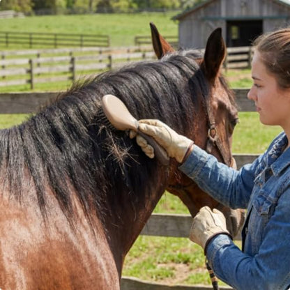 Horse Brush Mane and Tail Hair Comb with Professional Non-Slip Grip, Horse Grooming Tool Supplies, Brown