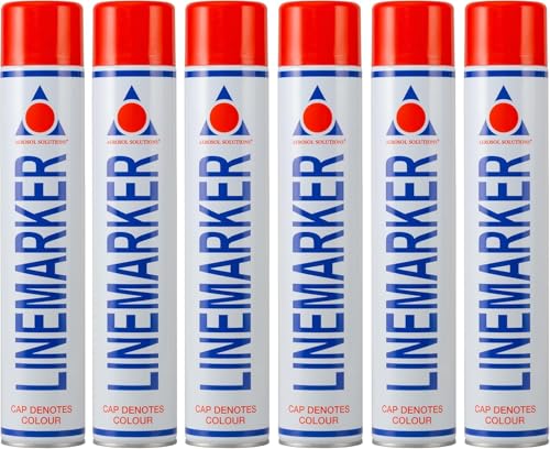 Aerosol Solutions Line Marker Red 26 Oz [Pack of 6] High Visibility Grass and Road Spray Paint, All Purpose Striping Paint | Perfect for Athletics, Sports Fields, Hazard & Utility Marking - color: Red, size: 26 Ounce (Pack of 6)