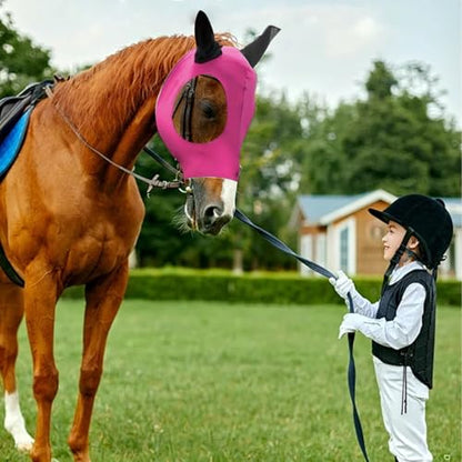 5Pcs Horse Fly Masks for Horses Smooth and Elasticity UV Protection Fly Mask with Ears and Large Eye Space Horse Face Covering for Riding Supplies(,Purple, Blue, Pink, Black, Gray)