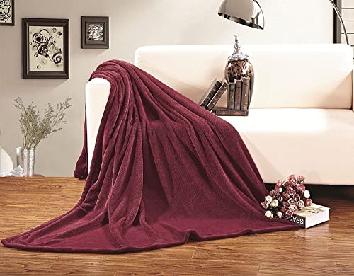 Elegant Comfort Micro-Fleece Ultra Plush Luxury Solid Blanket, Full/Queen, Burgundy - color: Burgundy, size: Full/Queen