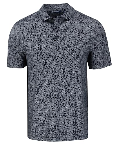 Cutter & Buck Pike Eco Pebble Print Stretch Recycled Mens Polo - color: Black/White, size: Medium