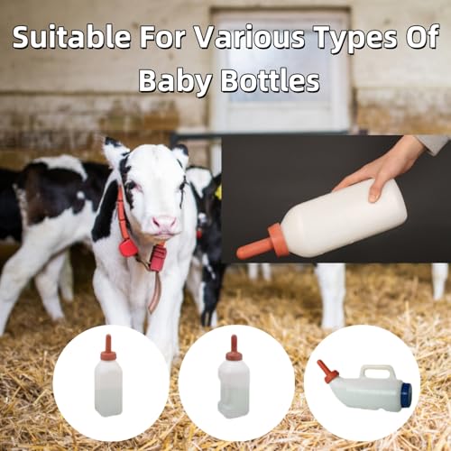 HEEPDD 5Pcs Farm Animal Feeding Bottle Nipple,4.2in Length Rubber Snap On