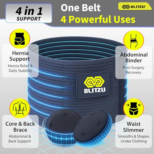 BLITZU Umbilical Hernia Belt for Men Women. Abdominal Binder Support Truss - size: Large-X-Large