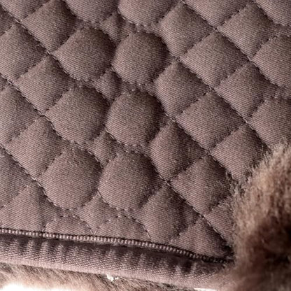 Woolous Dressage Saddle Pad, English Saddle Pad with Sheepskin Trim, Lambskin Wool Fleece Lining, Square Saddle Pad for Equestrian Riding, Comfortable & Shock Absorbing - color: Brown