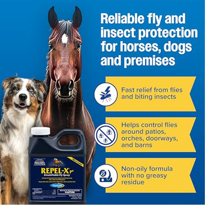 Farnam Repel-X pe Concentrated Fly Spray for Horses & Dogs, 16 Ounces - size: 16 Fl Oz (Pack of 1)