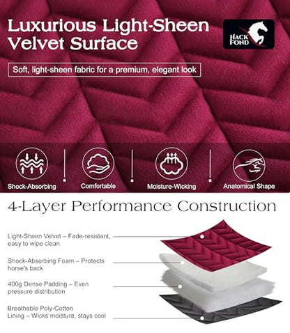 All Purpose Saddle Pad for Horses Wither Relief English Saddle Pad | Contoured Wither Relief w/ Cushioned Padding, Secure Girth Loops & Two-Tone Trim, Ideal for Training, English Riding&Jumping - color: Retro Magenta