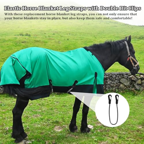 5 Pack Horse Blanket Straps Adjustable Elastic Tail Strap, Stretch Horse Rug Tail Strap with Double Ended Clips