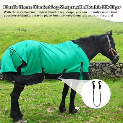 5 Pack Horse Blanket Straps Adjustable Elastic Tail Strap, Stretch Horse Rug Tail Strap with Double Ended Clips