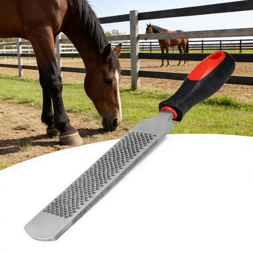 13 Inches Hoof Rasp,Farrier Rasp,Farrier Tools,Professional Carbon Steel Farrier File Tool with Rubber Handle,Heavy Duty Trimming Tool for Horses,Cattle,Goats,and Donkeys