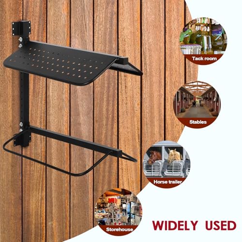 Dollate Saddle Rack Wall Mount, 2 Pcs Horse Saddle Storage Holder for English and Western Saddle, 4 Tier Flexible Saddle Stand for Tackroom, Stables, Storehouse etc.