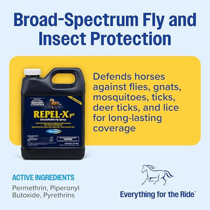 Farnam Repel-X pe Concentrated Fly Spray for Horses & Dogs, 32 Ounces - size: 32 Fl Oz (Pack of 1)