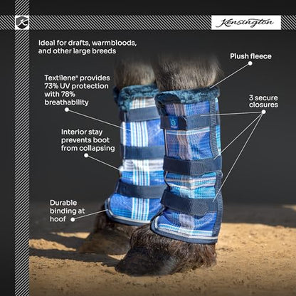 Kensington Protective Products Horse Fly Boots - Fleece Trimmed - Stay-Up Technology - Protection from Insect Bites and UV Rays - Sold in Pairs (2 Boots) - color: 2021 - Atlantis
