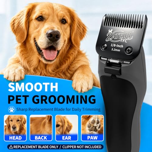 Size 7FC Detachable Pet Grooming Clipper Blade with Steel Cutter, 1/8 Inch (3.2 mm) Cut Length, Black, Compatible with Andis, Oster A5, Wahl KM10, 3 Pack - color: Black, size: 7FC 3.2mm - 3 Pack