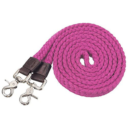 Tough 1 Flat Cotton Roping Reins 7ft Pink