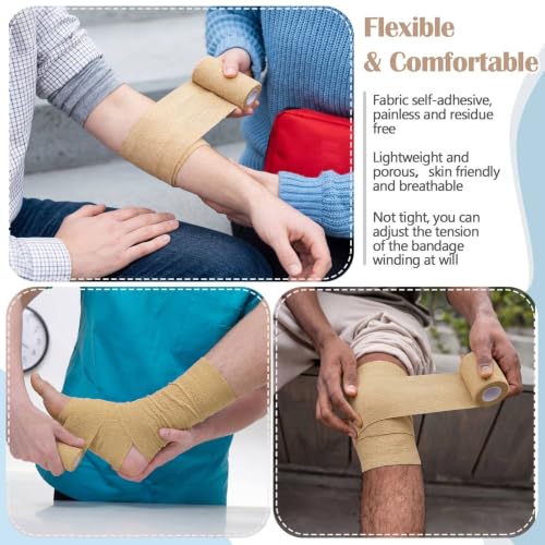 Treela 64 Pack 3" X 5 Yards Self Adhesive Bandage Wrap Beige - color: Beige, size: 3 Inch X 5 Yard