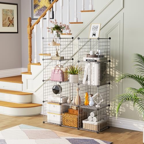 C&AHOME Wire Cube Storage, 12 - Cube Organizer Metal C Grids, Silver Gray - color: Silver Gray