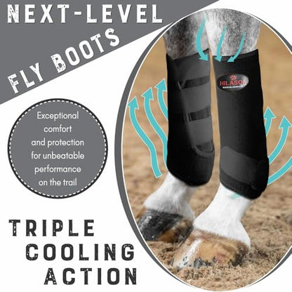 HILASON Med Horse Medicine No Turn Bell Boots Sports Front Rear Hind Leg Protective