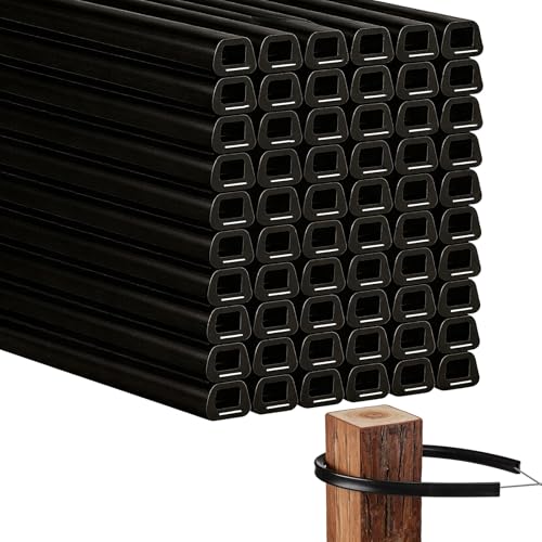 60 Pcs Electric Fence Underground Wire Insulator Tube, 17.7" Heavy Duty Wrap Fence Insulator Tube for Corner & End Posts, Fits 12.5 Gauge Wire, Aluminum Insert, Black (60pcs) - color: 60pcs