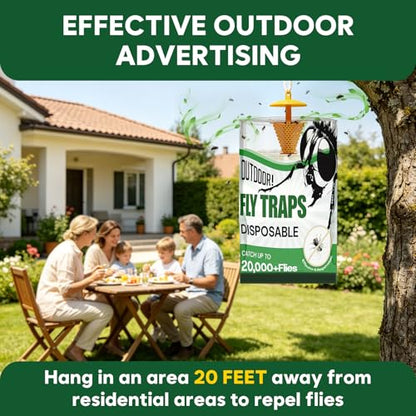 Fly Traps Outdoor 9 Pack Water Activated Disposable Fly Catcher | Water activated hanging fly traps, easy to set up. Disposable mess-free design, ideal for instant outdoor fly pest control. - size: 9Pack