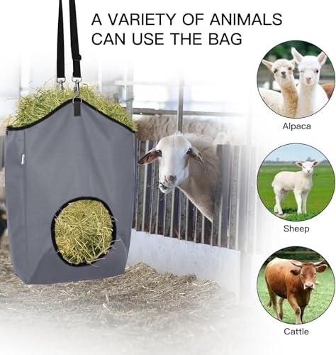3 Packs Goat Hay Feeder, Hay Bags for Goats, Horses, Sheep - color: 1Black+2Grey