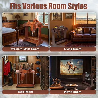 Extra-Large Wood Saddle Rack - Non-Abrasive Design, Bridle Rack & Heavy-Heavy Duty Saddle Stand for Equestrian Homes Horse Tack Room Organization 29.9"x13.8"x30.7"(Mahogany) - color: Mahogany