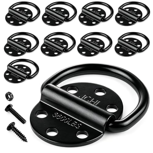 D-Rings Tie Downs Anchors Heavy Duty Steel 3600 Pound Capacity Lashing Rings for Loads on Trailers Trucks RV Campers Vans ATV SUV Boats Tie Down Ring with Screws&Bolts (10-Packs) - color: 10-Pack