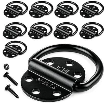 D-Rings Tie Downs Anchors Heavy Duty Steel 3600 Pound Capacity Lashing Rings for Loads on Trailers Trucks RV Campers Vans ATV SUV Boats Tie Down Ring with Screws&Bolts (10-Packs) - color: 10-Pack