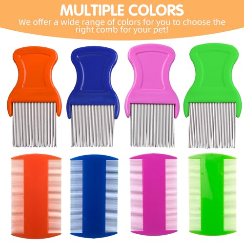 HESSION 6 Pack Flea Lice Combs Removal Dandruff Comb with Metal Teeth Double Sided Fine Combs Metal Teeth Flea Lice Combs for Pets Kids Adults (Blue) - color: Blue