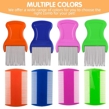 HESSION 6 Pack Flea Lice Combs Removal Dandruff Comb with Metal Teeth Double Sided Fine Combs Metal Teeth Flea Lice Combs for Pets Kids Adults (Blue) - color: Blue