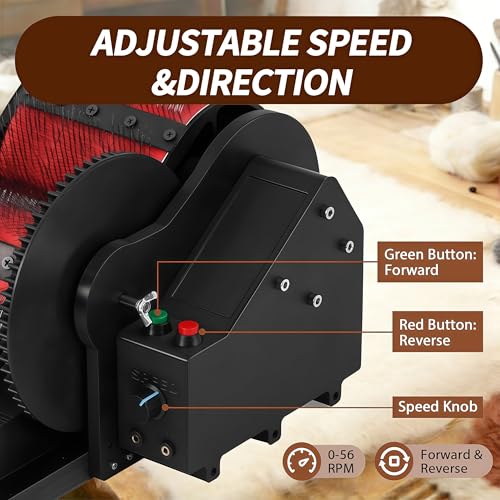 50w Electric Wool Carding Machine, Wool Carding Machine Drum Carder, Wool Fiber Drum Carding Machine with Brush & Awl, with Foot Pedal, for Combing Blending