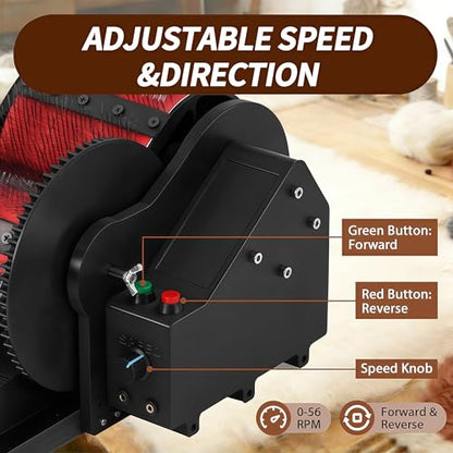 50w Electric Wool Carding Machine, Wool Carding Machine Drum Carder, Wool Fiber Drum Carding Machine with Brush & Awl, with Foot Pedal, for Combing Blending