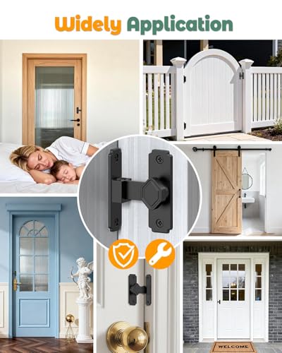 90 Degree Barn Door Lock, Sliding Door Latch, Black, 1 Pack - color: Black-1PC