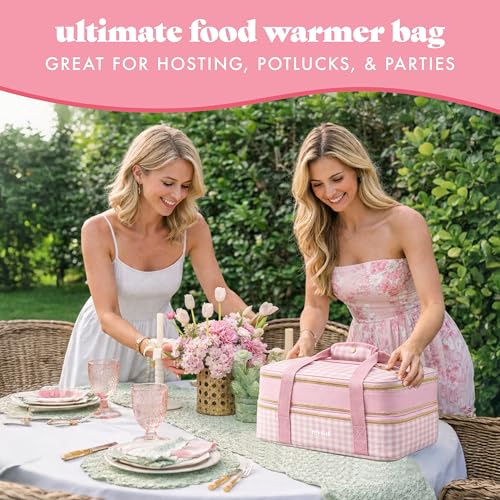 Fit & Fresh Insulated Double Decker Casserole Carrier for Hot & Cold Food - color: Pink Gingham