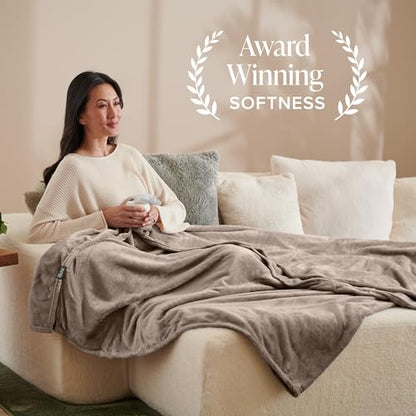 Bare Home Fleece Blanket Luxury Microplush (Full/Queen, Taupe) - color: 23 - Taupe, size: Full/Queen