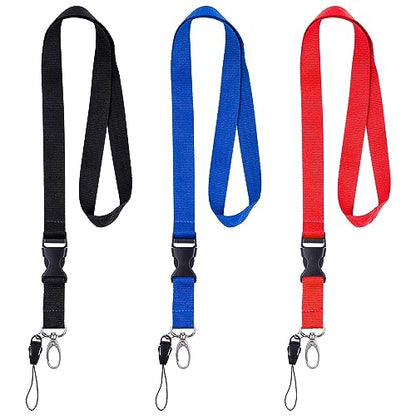 Wisdompro Office Lanyard, 3 Pack 23" Neck Strap Lanyards - Black, Blue, Red - color: 3pack(red, Black & Blue)