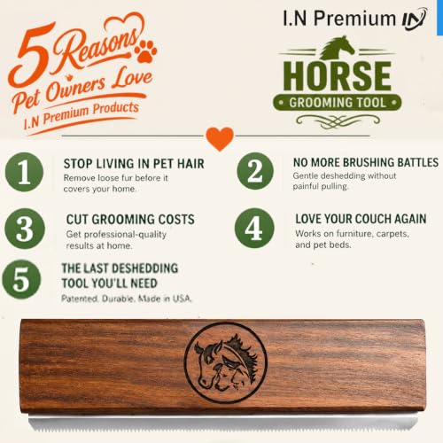 I.N 8-Inch Desheding Brush for Dog & Horses Remove loose Hair & Undercoat Deshedding Tools for Large Dogs, Horses, Ponies,& Cows Pet Grooming Brush - size: 8 Inch