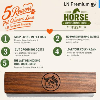 I.N 8-Inch Desheding Brush for Dog & Horses Remove loose Hair & Undercoat Deshedding Tools for Large Dogs, Horses, Ponies,& Cows Pet Grooming Brush - size: 8 Inch