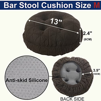 BUYUE Round Bar Stool Seat Cushion, Dia.13 Luxury Fashion Jacquard with Anti-Skid Silicone Bar Stool Cushion Padded (Brown, M,1 Count) - color: Brown, style: Round M