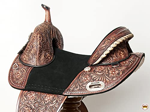 HILASON Western Horse Treeless Trail Barrel American Leather Saddle | for Horses - size: 13 In