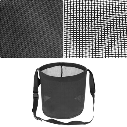 QWORK Horse Feed Bag Grain, Black PVC Mesh Horse Feeder with Adjustable Strap, (Fits Small to Full-Sized Horses)