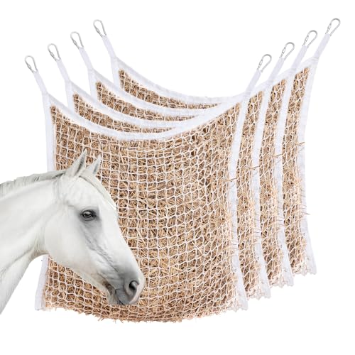 Slow Feed Hay Nets for Horses, Large Capacity Hay Bags, 4 Pack - size: 4PCS-White