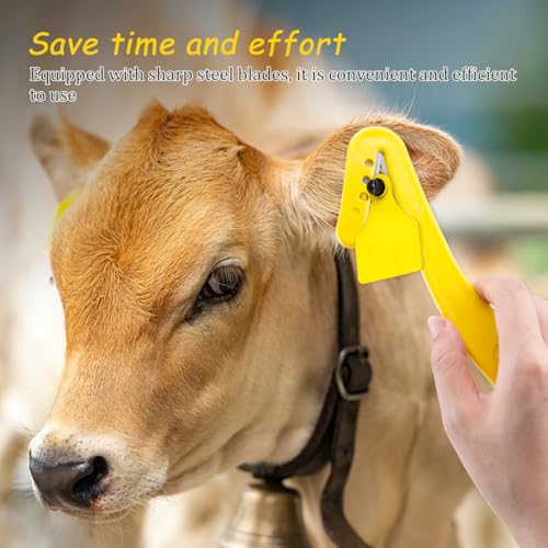 ZORZA 1Pcs Unloading Label Plastic Tag Removernt Easy Use Goat Sheep Pig Ear Tag Removal Livestock Ear Remover Farming Essential Tools (Yellow) | Sharp Steel Blade,Ergonomic Handle,Makes Farmer Farming Tasks Easier,for Animals Livestock Including Sheep Ca
