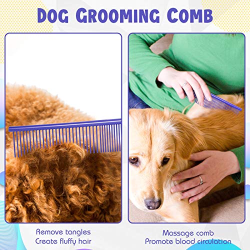 3 Pcs Stainless Steel Grooming Combs for Matted and Tangled Long Hair - Pet Guide Clippers for Dog and Cat - color: Gold,Violet,Pink
