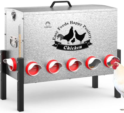 21-Gal Metal Automatic Chicken Feeder with 12 Feeding Ports - size: 21GAL-110LB