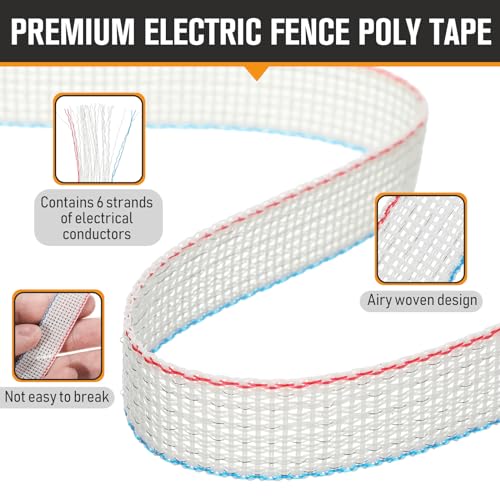 1 Roll 3/4 Inch x 2000 ft Electric Fence Tape Polytape - color: White, size: 3/4 Inch X 2000 ft